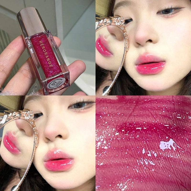 Sparkling Starry Mirror Lip Gloss, Pearly Gloss, Plump Lips, Tinted Shimmer, Super Shimmering Lip Tint
